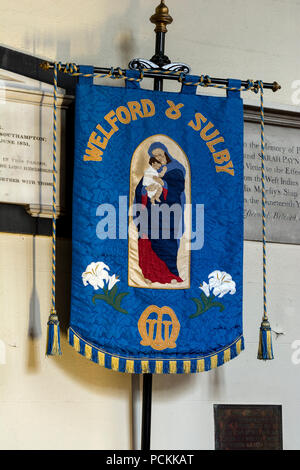 Mothers Union banner, St. Mary`s Church, Welford, Northamptonshire, England, UK Stock Photo